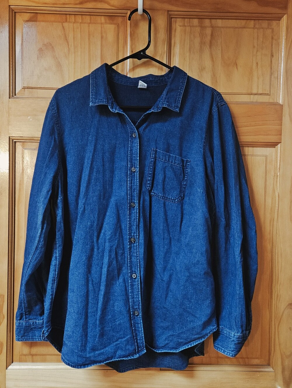 Old Navy Blue Dark Wash Denim Button-Down Shirt